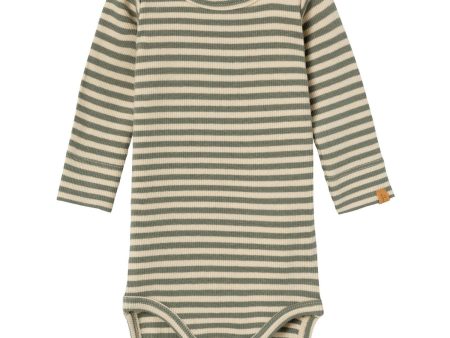 Lil Atelier Fog Agave Green Stripes Gago Slim Body Noos Online Sale