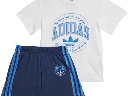 adidas Originals White Night Indigo Shorts Tee Set Cheap