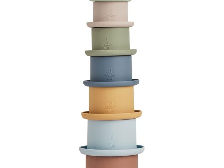 OYOY Tawa Silicone Stacking Cups Caramel   Blue Discount