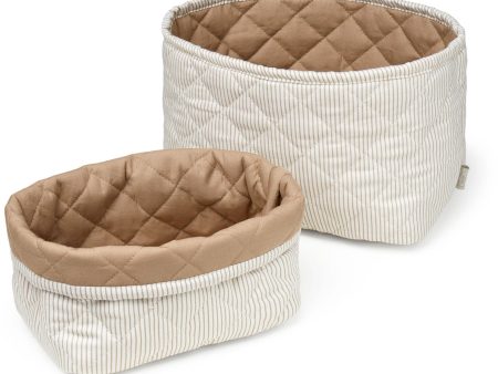 Cam Cam Copenhagen Quilted Storage Basket 2-pack Classic Stripes Camel Supply