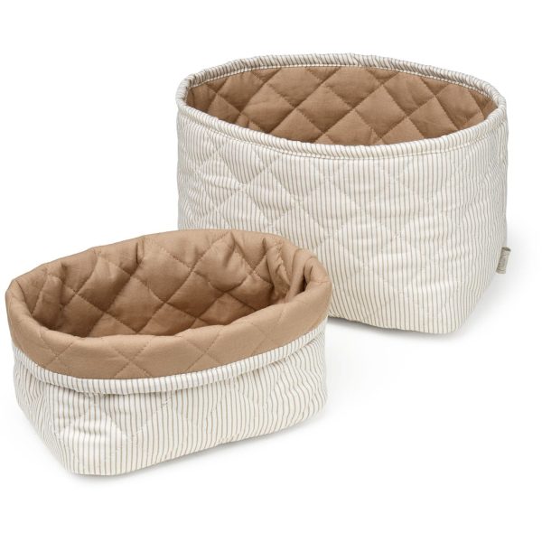 Cam Cam Copenhagen Quilted Storage Basket 2-pack Classic Stripes Camel Supply