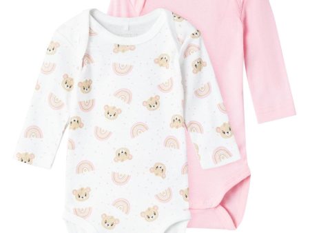 Name it Orchid Pink Teddy Print Body 2-pack Noos For Sale