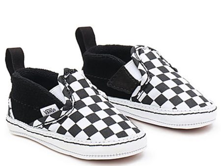 VANS IN Slip-On V Crib Sneakers Checker Black True White Hot on Sale