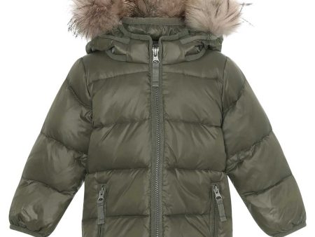 Ver de Terre Featherlight Baby Dunjakke m. Pels Dark Moss Online now