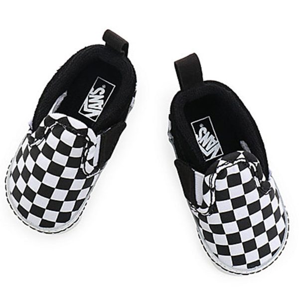 VANS IN Slip-On V Crib Sneakers Checker Black True White Hot on Sale