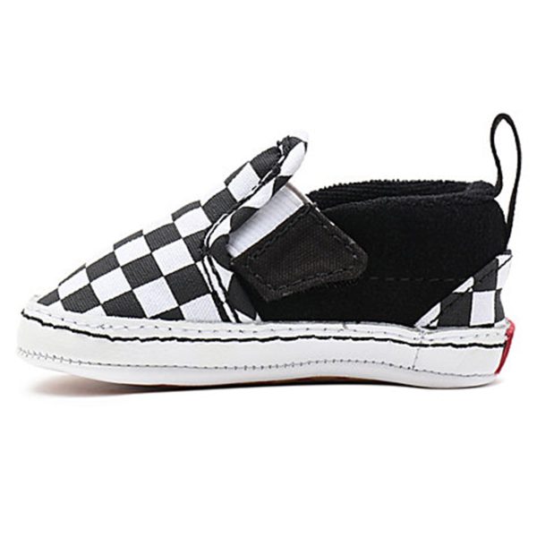 VANS IN Slip-On V Crib Sneakers Checker Black True White Hot on Sale