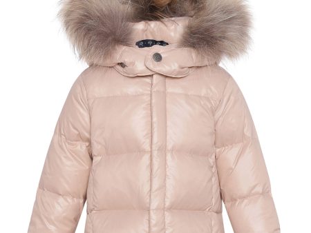 Ver de Terre Featherlight Baby Girls Down Jacket w. Fur Mahogany Rose Supply